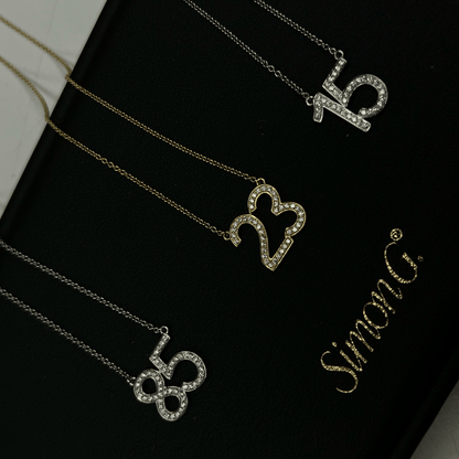 Personalized Two-number Pendant Necklace in 18k Gold with Diamonds