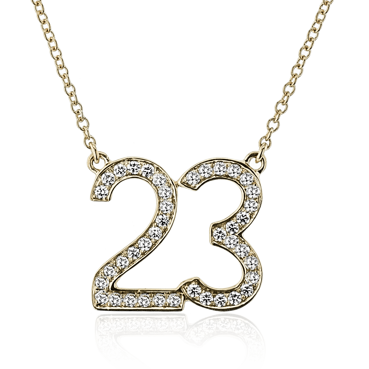 Personalized Two - number Pendant Necklace in 18k Gold with Diamonds - Simon G. Jewelry