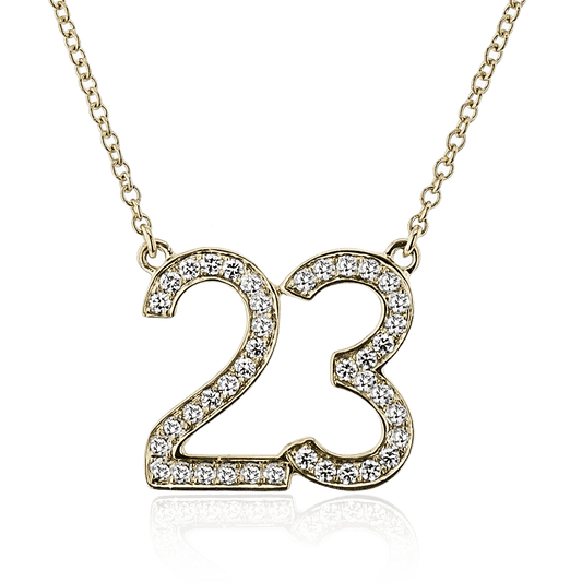 Personalized Two - number Pendant Necklace in 18k Gold with Diamonds - Simon G. Jewelry