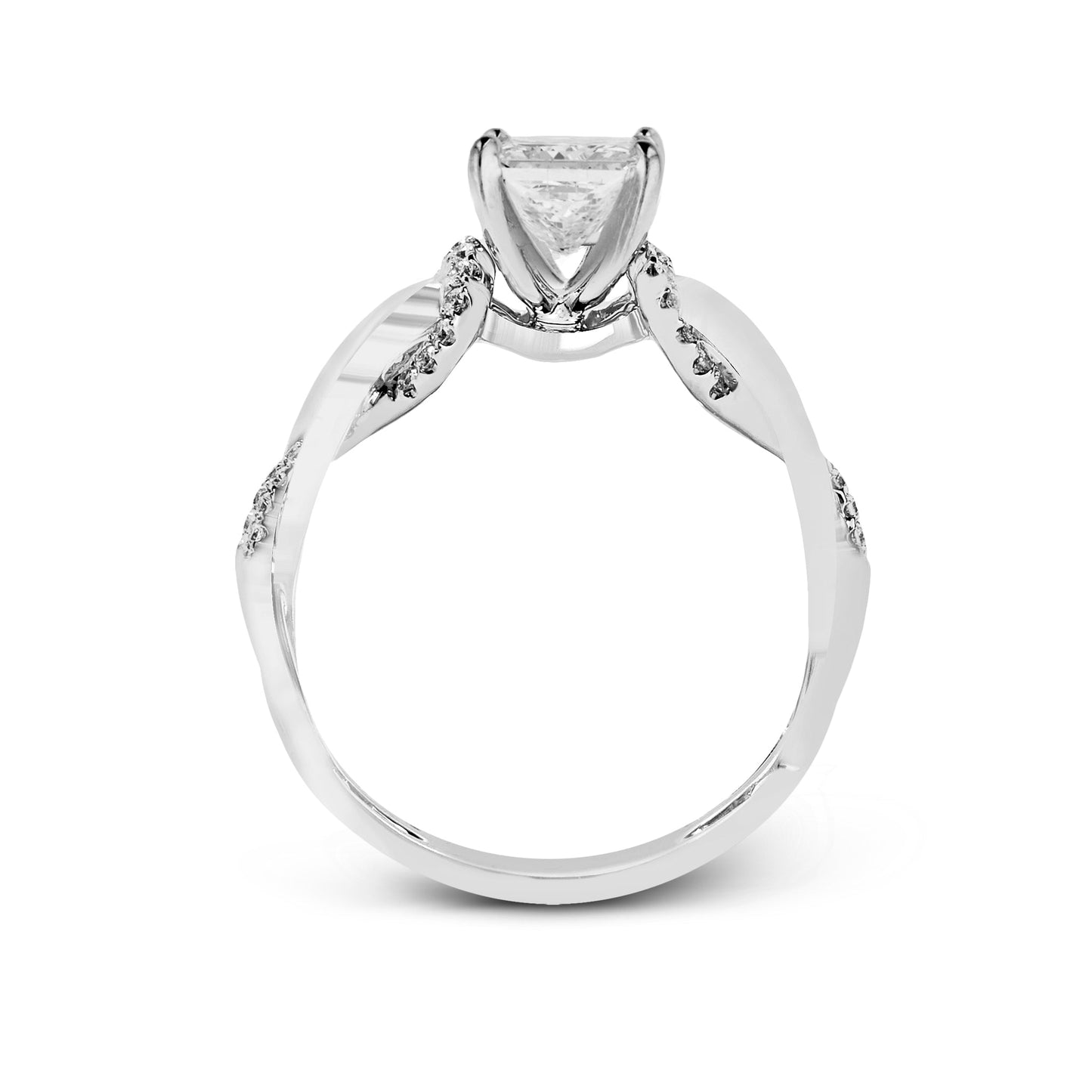 Princess-Cut Criss-Cross Engagement Ring In 18k Gold With Diamonds