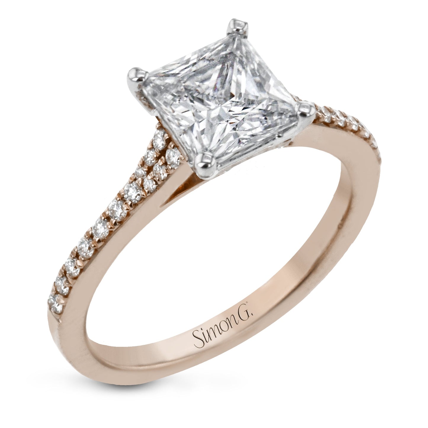 Princess - Cut Engagement Ring In 18k Gold With Diamonds - Simon G. Jewelry