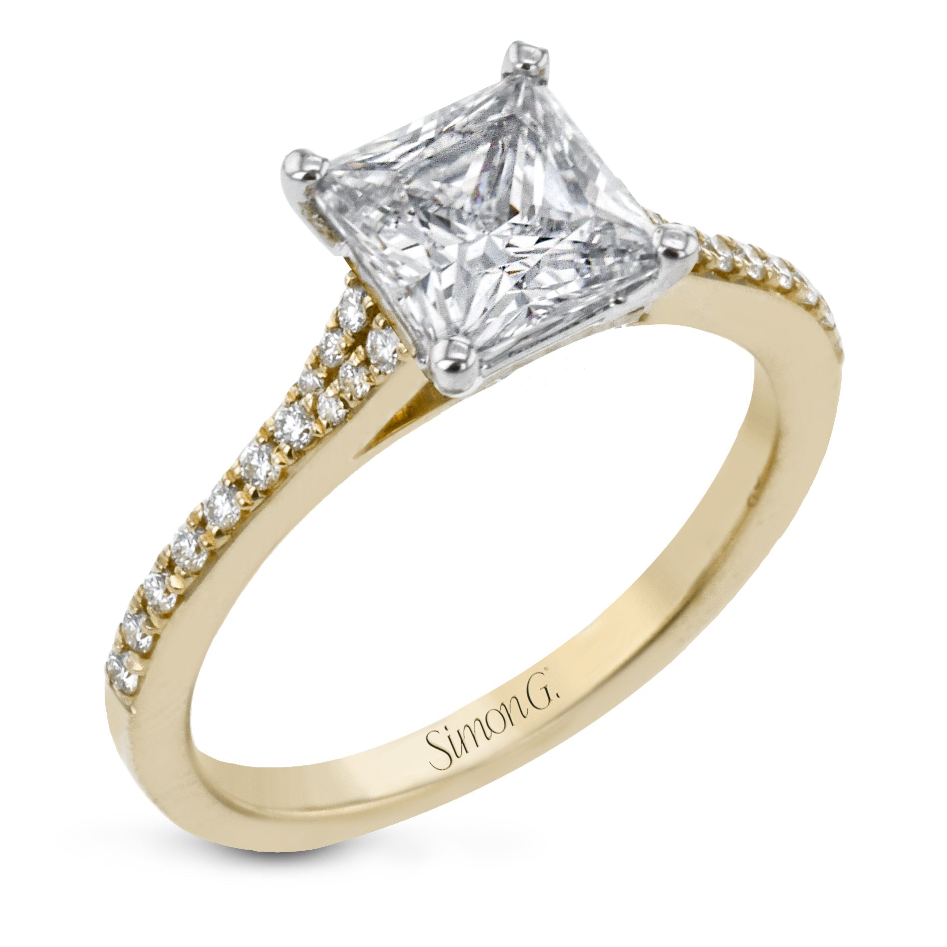 Princess - Cut Engagement Ring In 18k Gold With Diamonds - Simon G. Jewelry