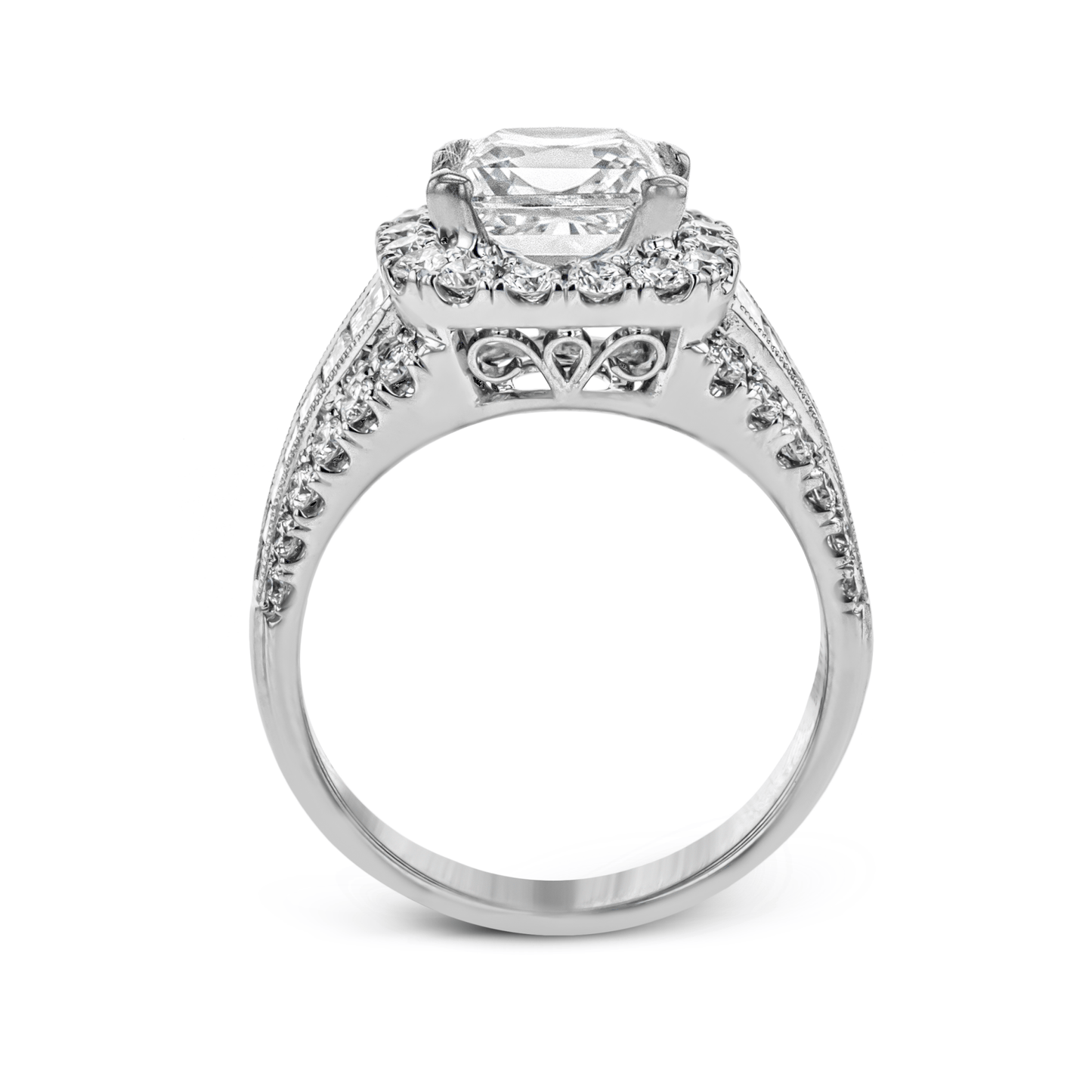 Princess-Cut Halo Engagement Ring In 18k Gold With Diamonds