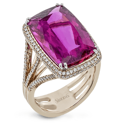 Ring In 18k Gold With Rubellite And Diamonds