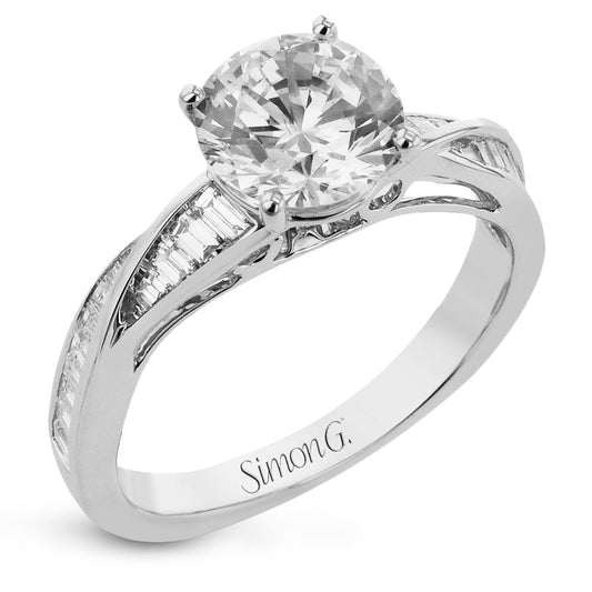 Round - Cut Criss - Cross Engagement Ring In 18k Gold With Diamonds - Simon G. Jewelry