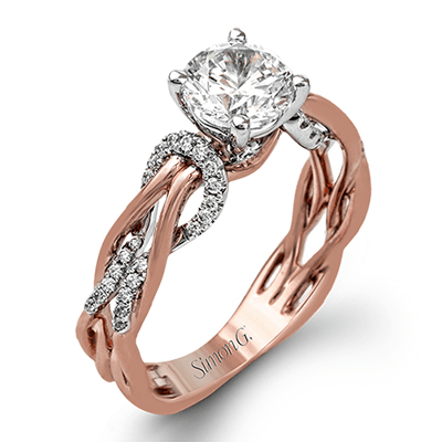 Round - Cut Criss - Cross Engagement Ring In 18k Gold With Diamonds - Simon G. Jewelry