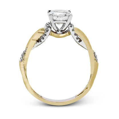 Round-Cut Criss-Cross Engagement Ring In 18k Gold With Diamonds