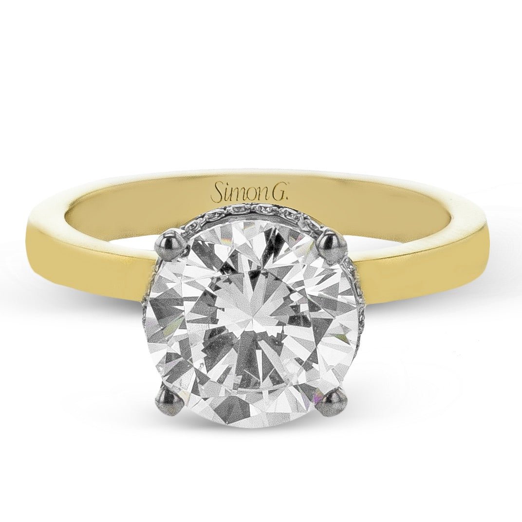 Round-Cut Double Hidden Halo Engagement Ring In 18k Gold With Diamonds