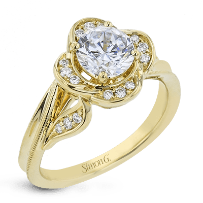 Round - cut Engagement Ring in 18k Gold with Diamonds - Simon G. Jewelry