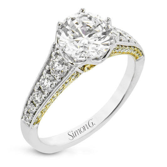 Round - Cut Engagement Ring In 18k Gold With Diamonds - Simon G. Jewelry