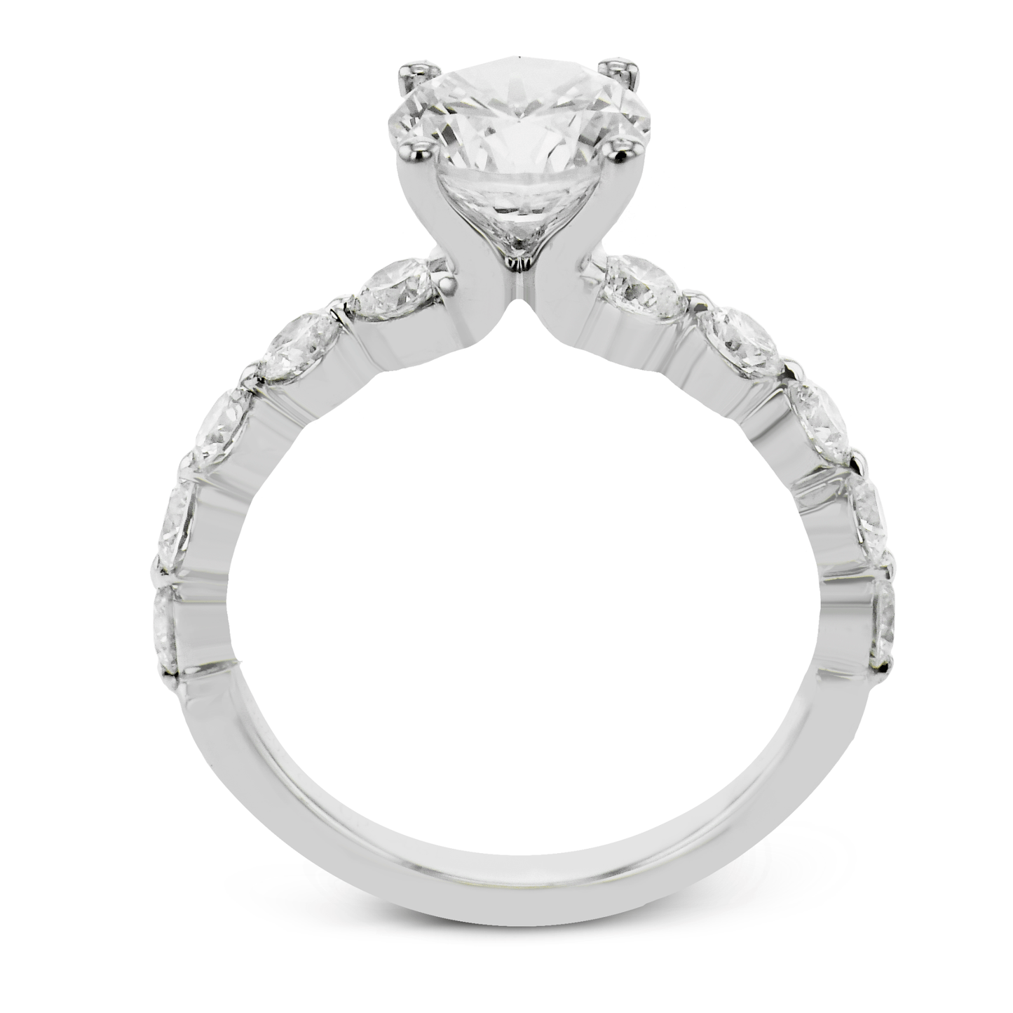 Round-Cut Engagement Ring In 18k Gold With Diamonds