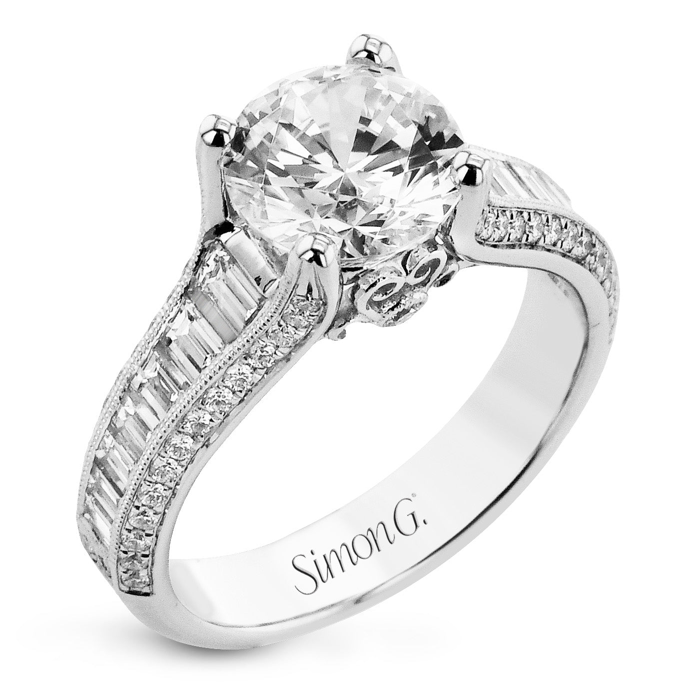 Round - Cut Engagement Ring In 18k Gold With Diamonds - Simon G. Jewelry