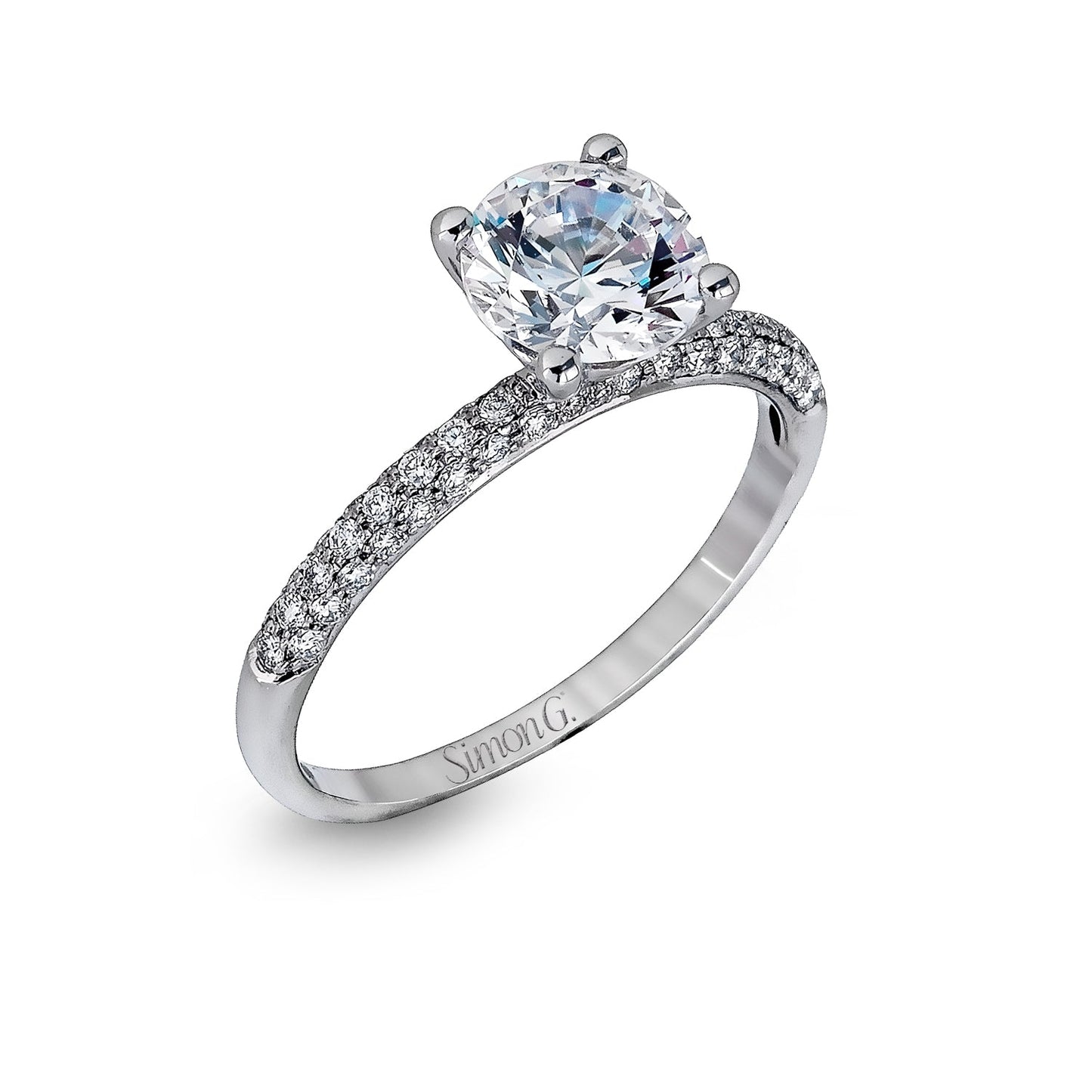 Round - cut Engagement Ring in 18k Gold with Diamonds - Simon G. Jewelry