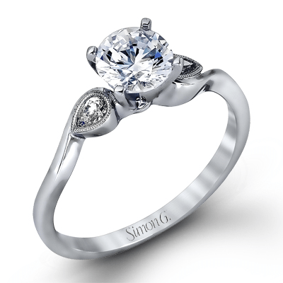 Round - cut Engagement Ring in 18k Gold with Diamonds - Simon G. Jewelry