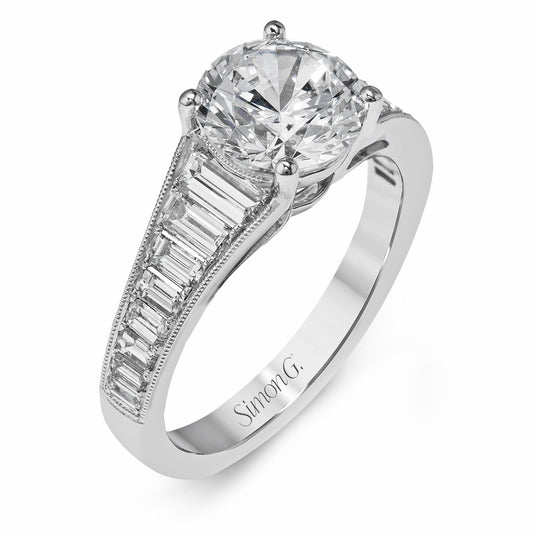 Round - Cut Engagement Ring In 18k Gold With Diamonds - Simon G. Jewelry