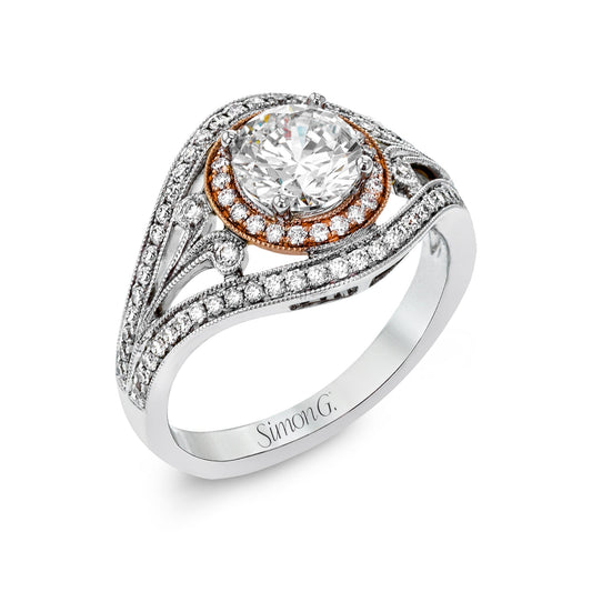 Round - cut Engagement Ring in 18k Gold with Diamonds - Simon G. Jewelry