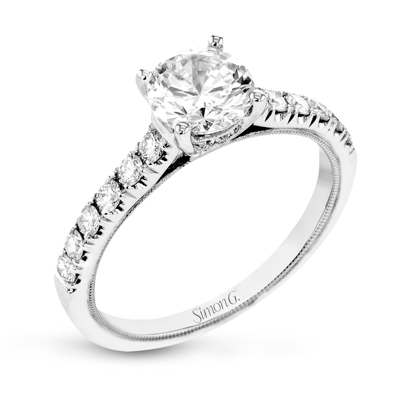 Round - Cut Engagement Ring In 18k Gold With Diamonds - Simon G. Jewelry