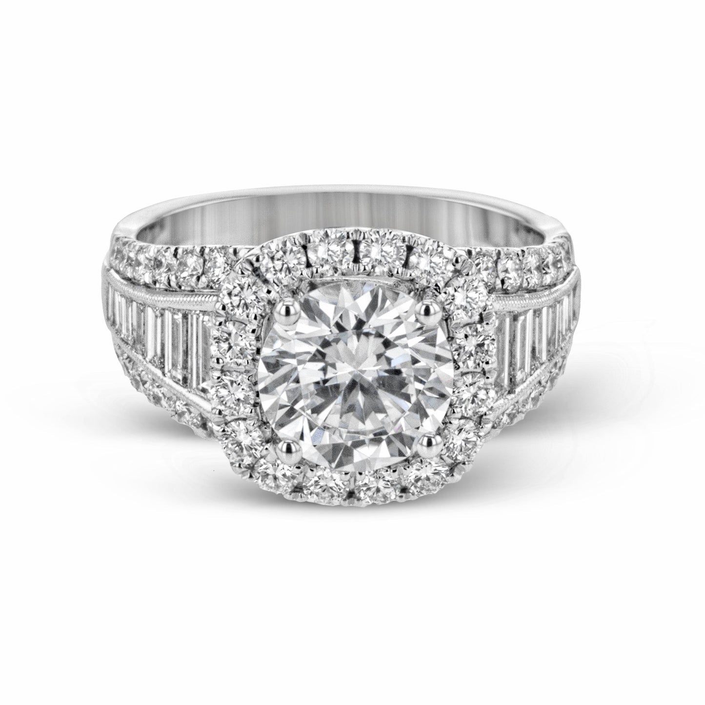 Round-Cut Halo Engagement Ring In 18k Gold With Diamonds