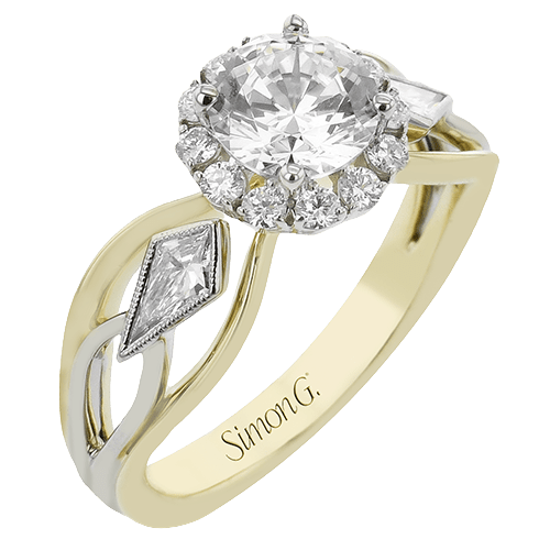 Round - Cut Halo Engagement Ring In 18k Gold With Diamonds - Simon G. Jewelry