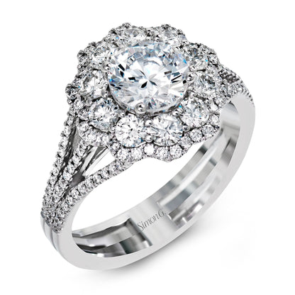 Round - Cut Halo Engagement Ring In 18k Gold With Diamonds - Simon G. Jewelry