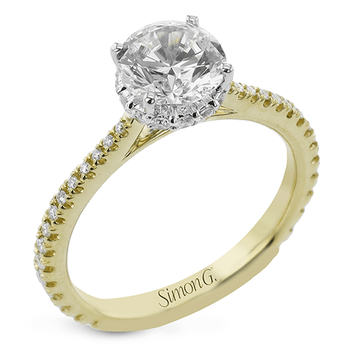 Round - Cut Hidden Halo Engagement Ring In 18k Gold With Diamonds - Simon G. Jewelry