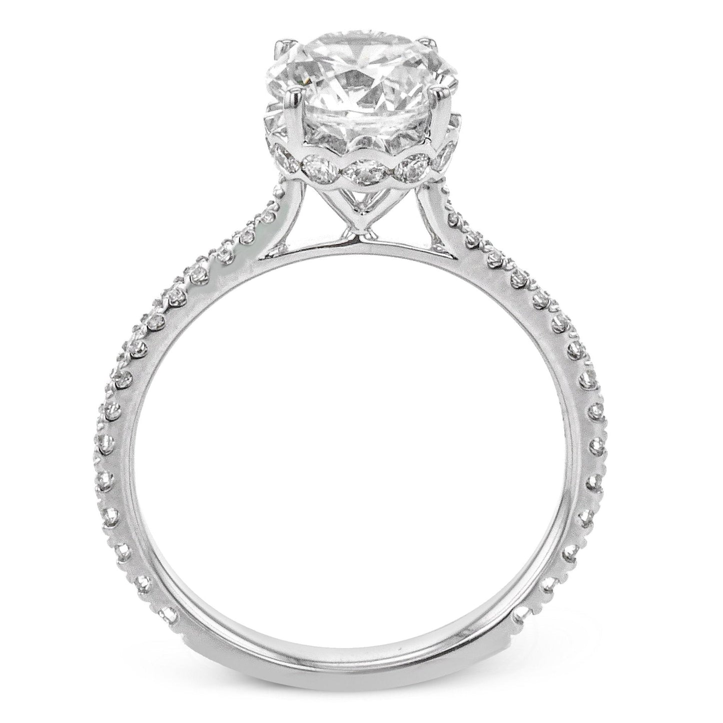 Round-Cut Hidden Halo Engagement Ring In 18k Gold With Diamonds