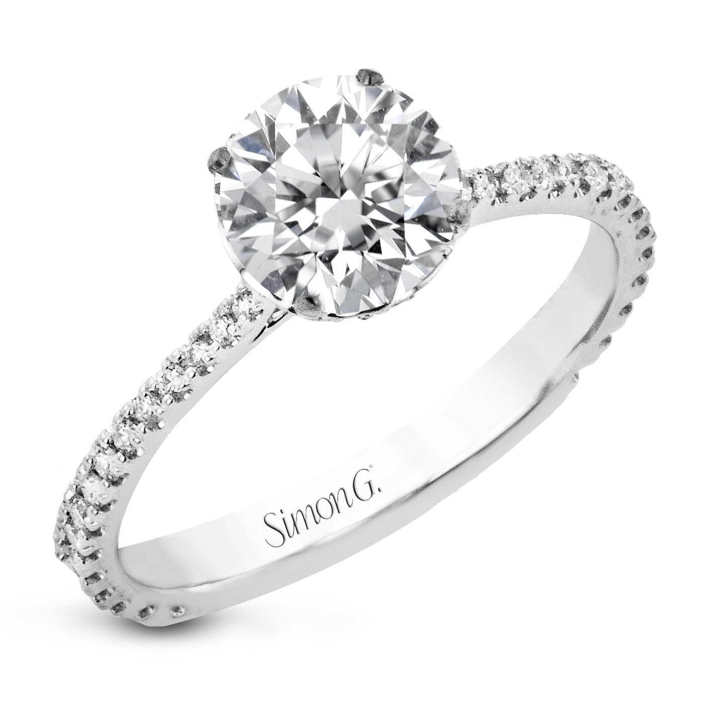 Round - Cut Hidden Halo Engagement Ring In 18k Gold With Diamonds - Simon G. Jewelry