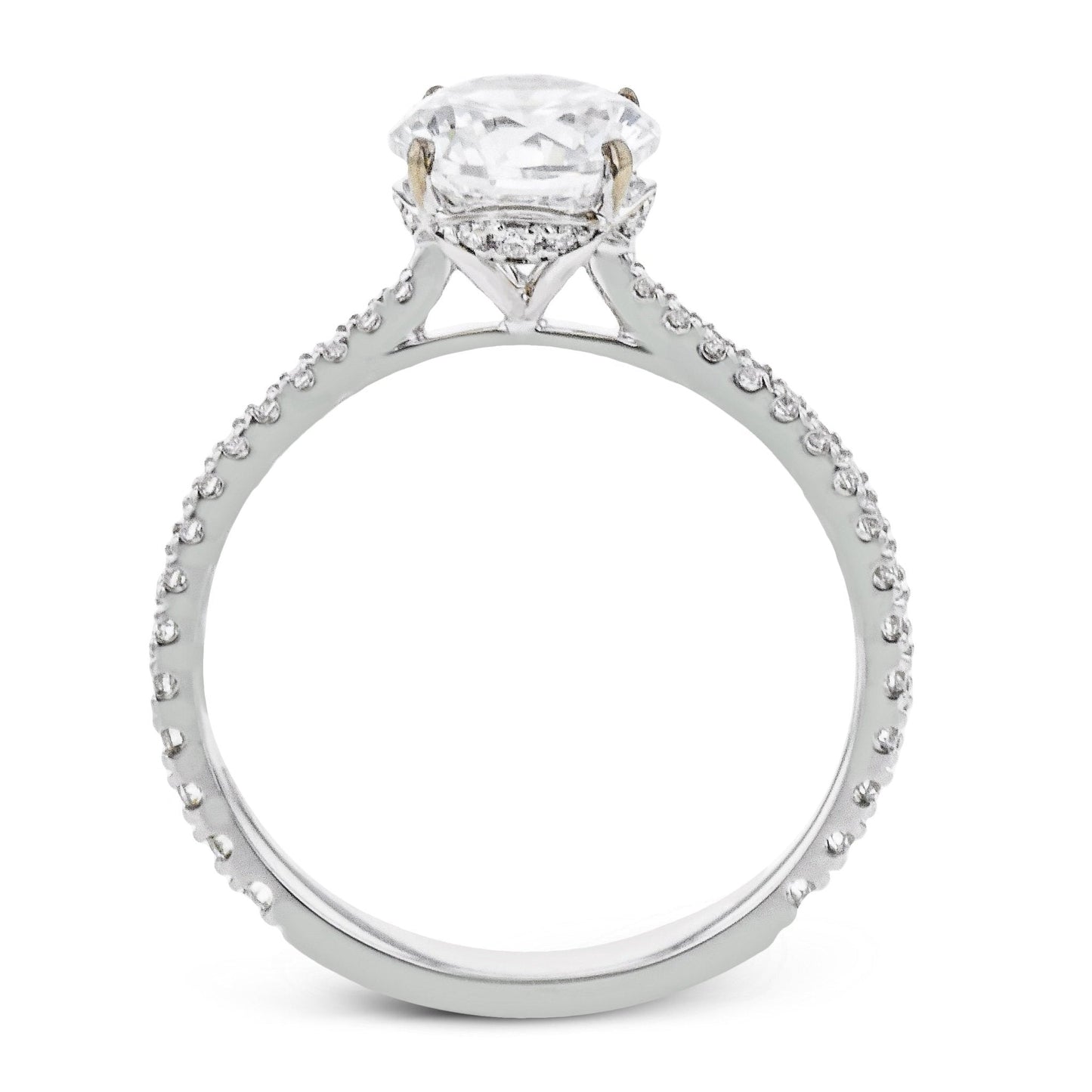 Round-Cut Hidden Halo Engagement Ring In 18k Gold With Diamonds