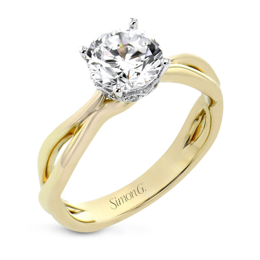 Round - cut Hidden Halo Engagement Ring in 18k Gold with Diamonds - Simon G. Jewelry