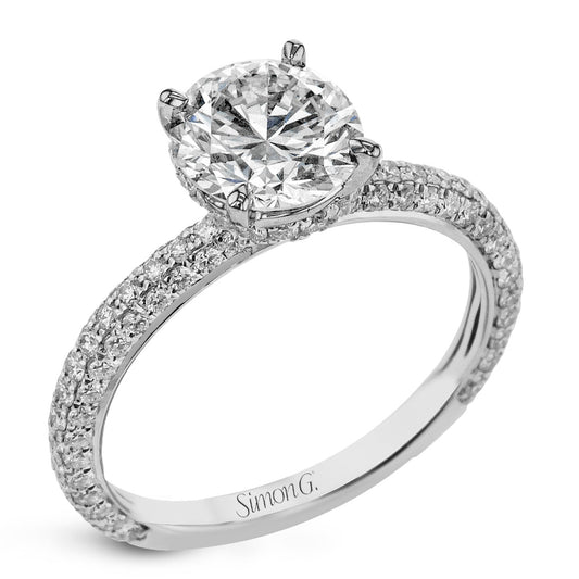 Round - cut Hidden Halo Engagement Ring in 18k Gold with Diamonds - Simon G. Jewelry