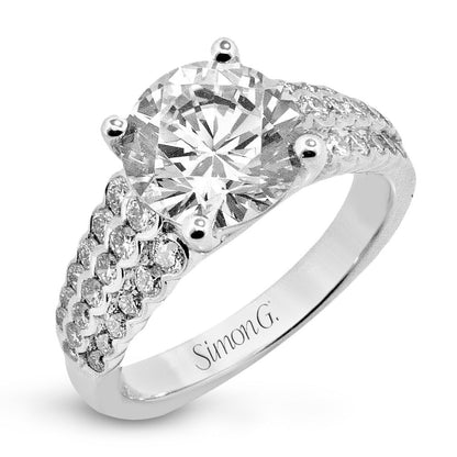 Round - cut Micro - bezel Engagement Ring in 18k Gold with Diamonds - Simon G. Jewelry