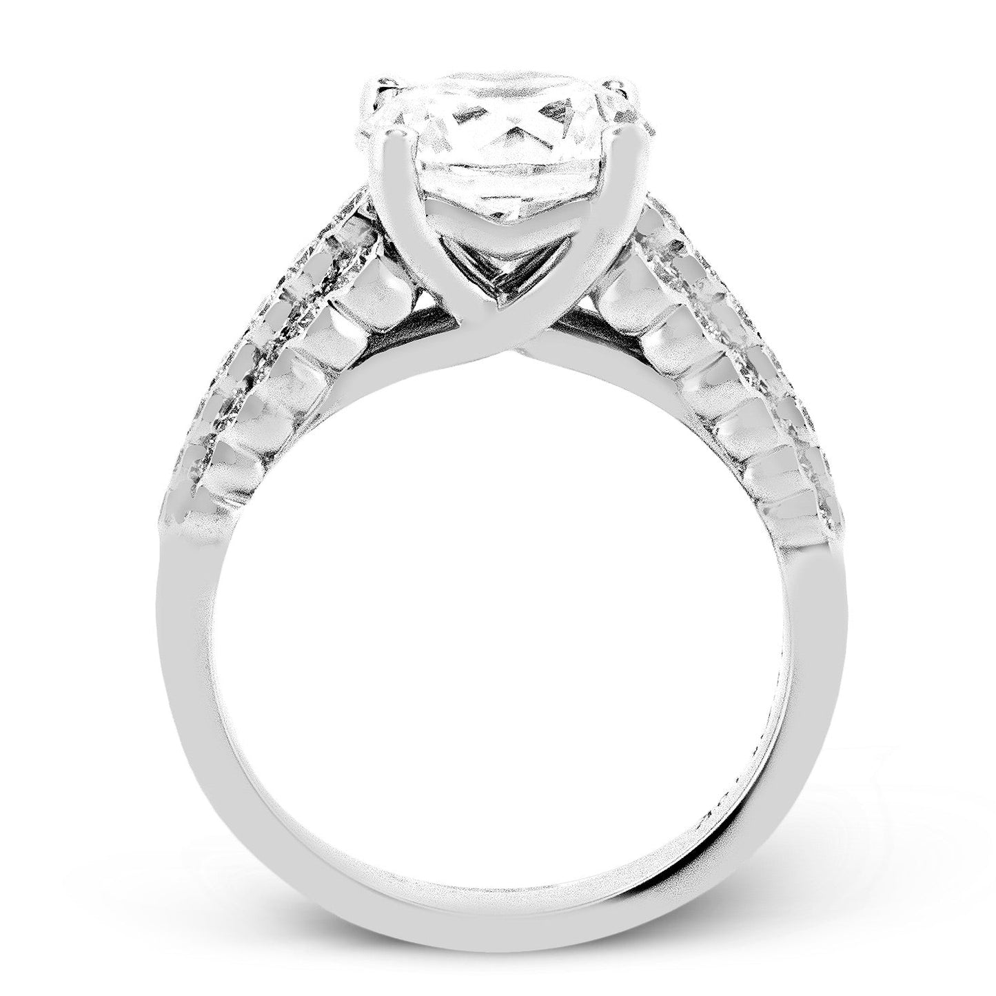 Round-cut Micro-bezel Engagement Ring in 18k Gold with Diamonds