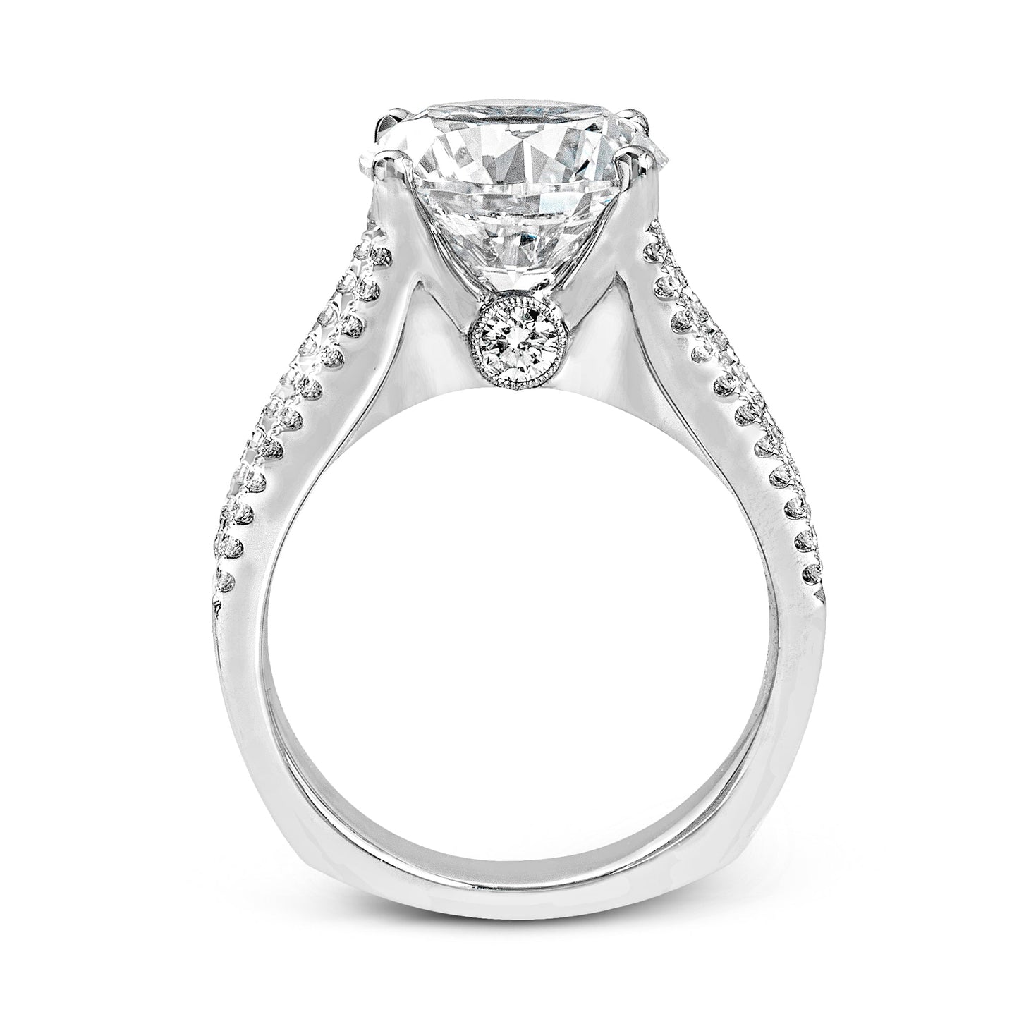 Round-Cut Simon-Set Engagement Ring In 18k Gold With Diamonds