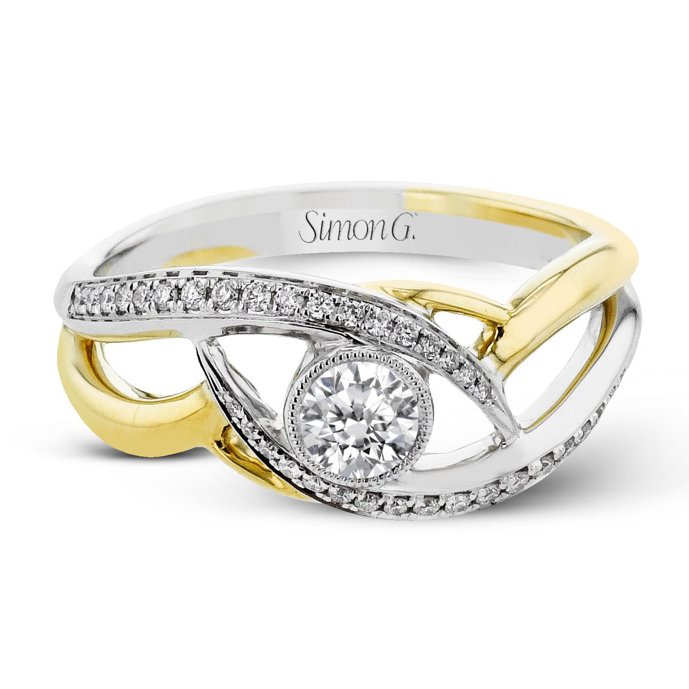 Round-Cut Split-Shank Engagement Ring In 18k Gold With Diamonds