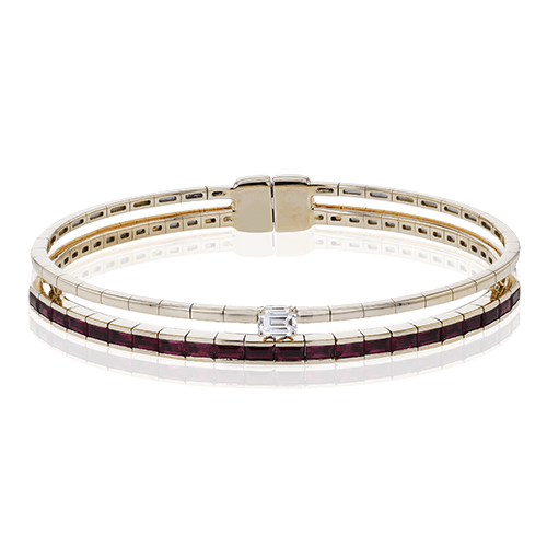 Ruby Bangle in 18k Gold with Diamonds - Simon G. Jewelry