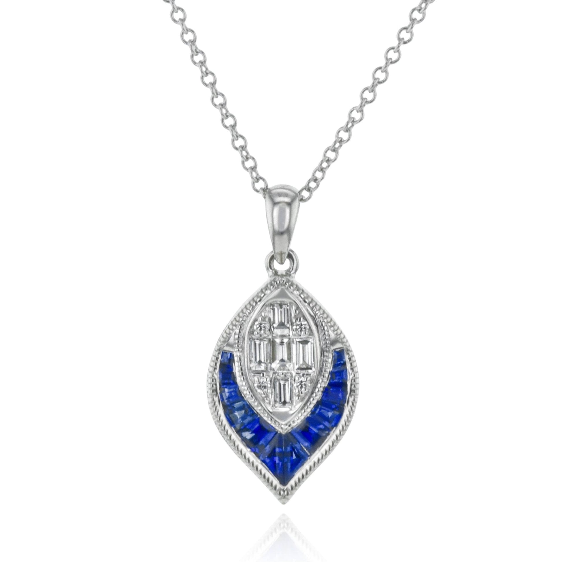 Sapphire Pendant Necklace in 18k Gold with Diamonds - Simon G. Jewelry