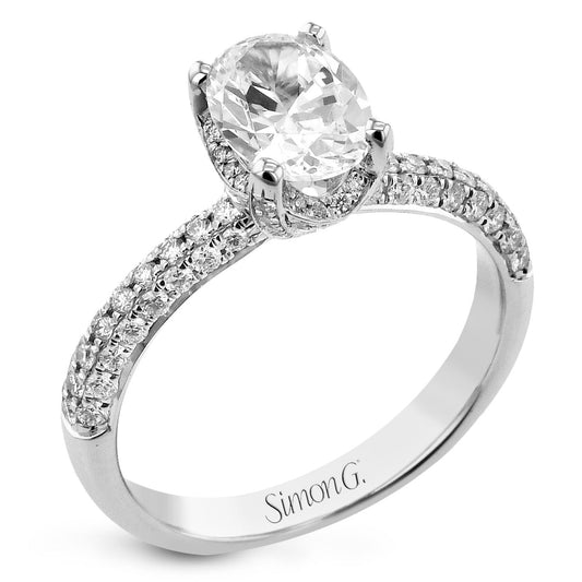 Oval-Cut Halo Engagement Ring In 18k Gold With Diamonds