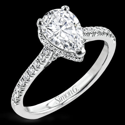 Pear-Cut Hidden Halo Engagement Ring In 18k Gold With Diamonds