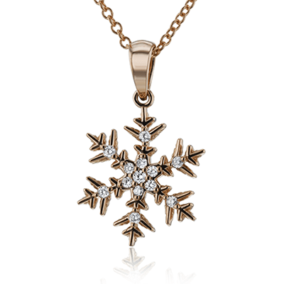 Snowflake Pendant in 18k Gold with Diamonds - Simon G. Jewelry