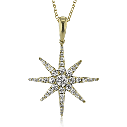 Star Pendant Necklace in 18k Gold with Diamonds - Simon G. Jewelry