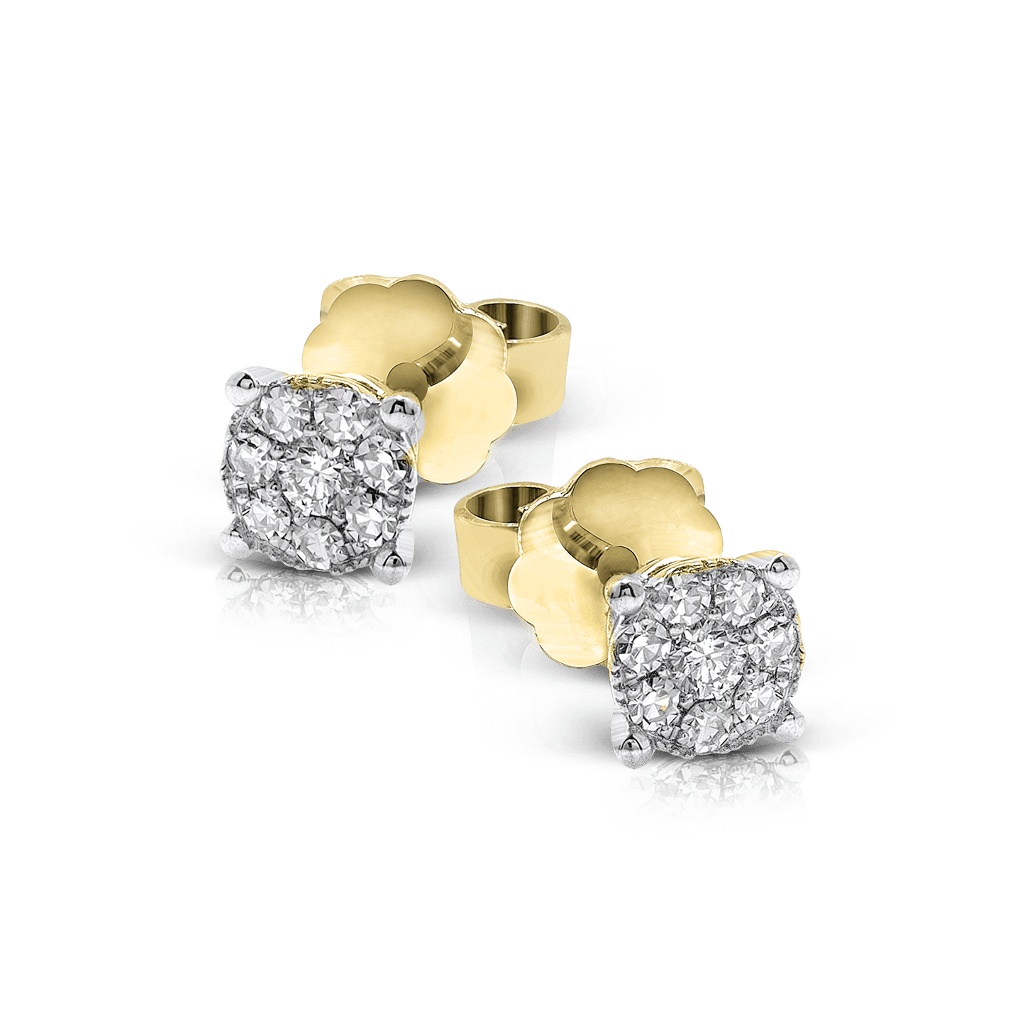 Stud Earrings (5.30mm) in 18k Gold with Diamonds - Simon G. Jewelry