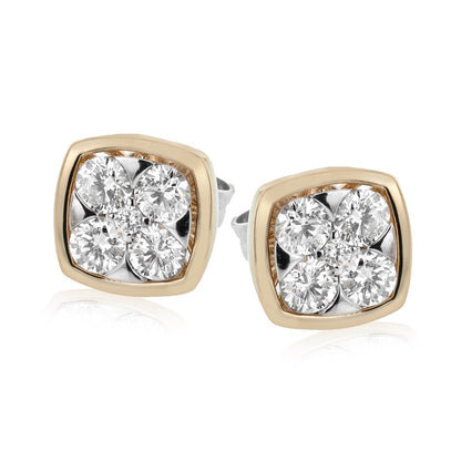 Stud Earrings in 18k Gold with Diamonds