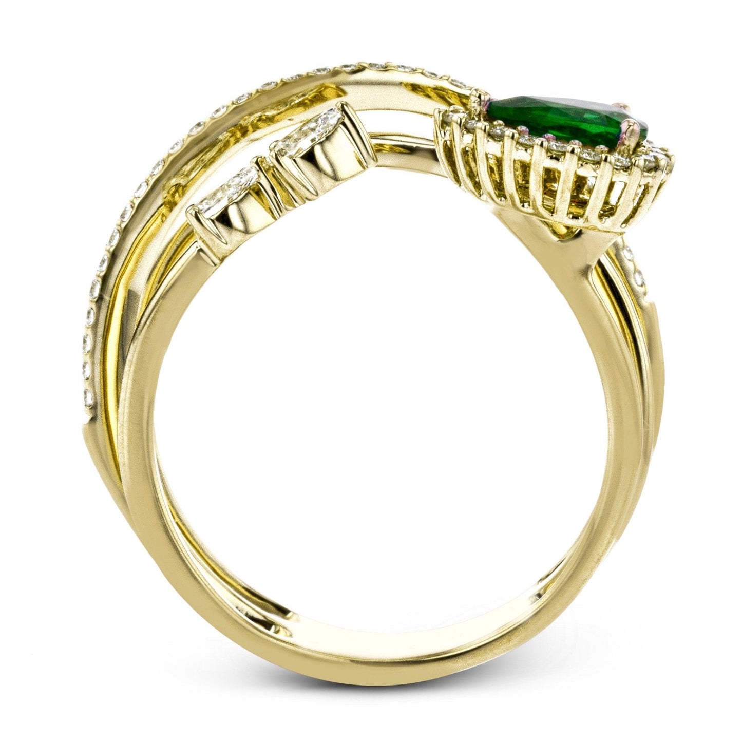 Tempera Color Gemstone Ring In 18k Gold With Diamonds