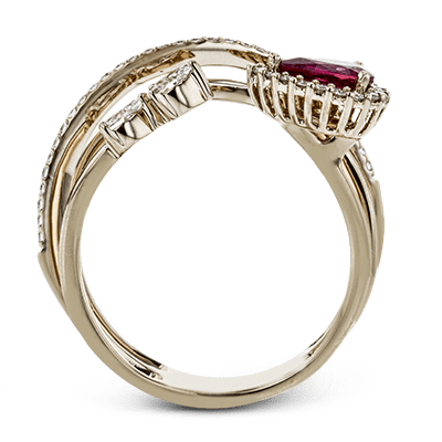 Tempera Color Gemstone Ring In 18k Gold With Diamonds