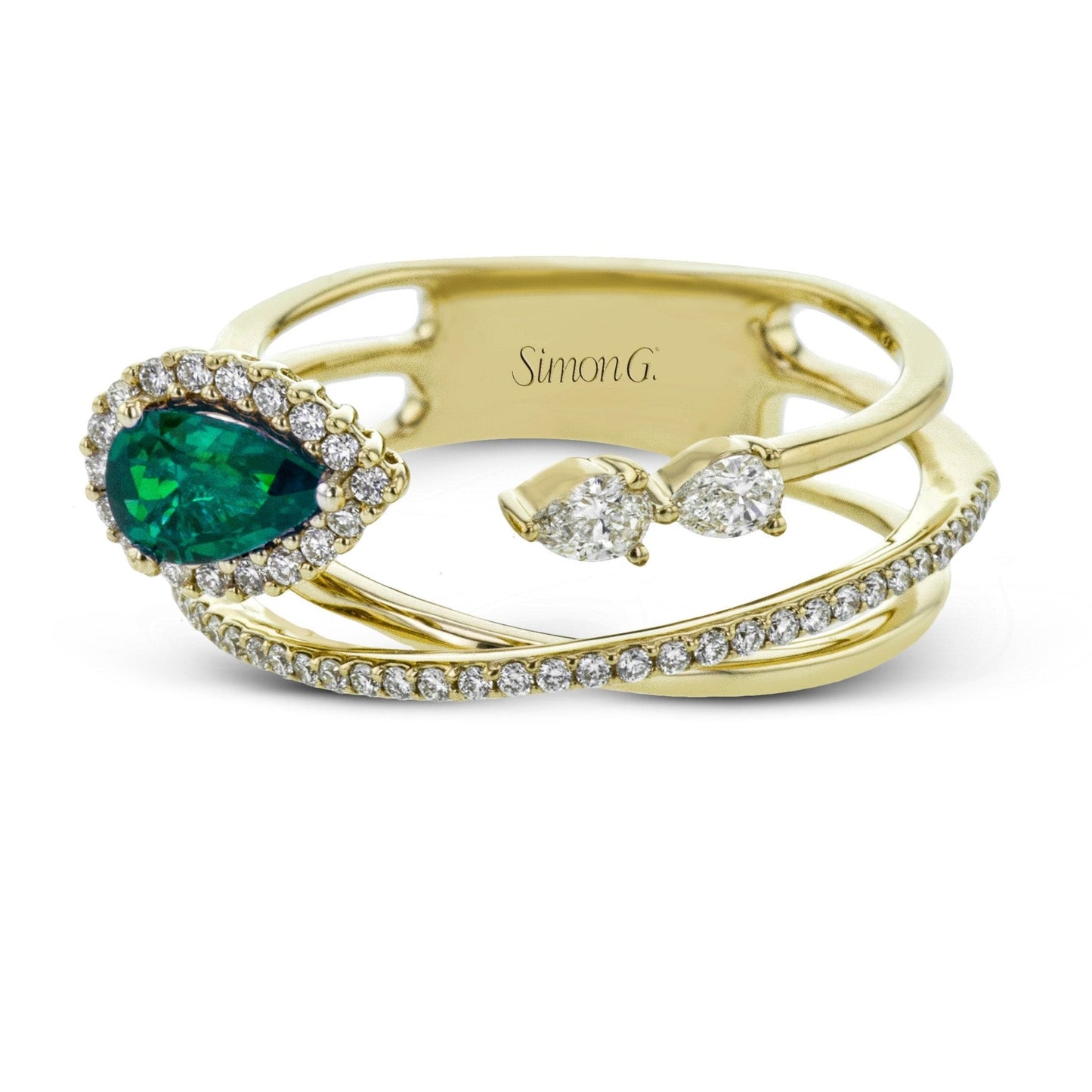 Tempera Color Gemstone Ring In 18k Gold With Diamonds