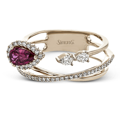 Tempera Color Gemstone Ring In 18k Gold With Diamonds