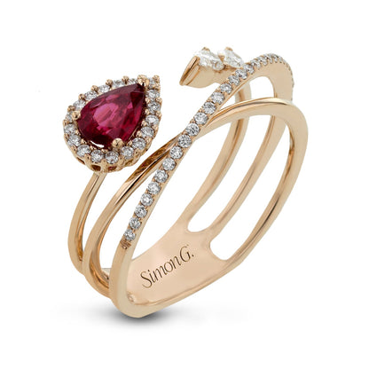 Tempera Color Gemstone Ring In 18k Gold With Diamonds - Simon G. Jewelry