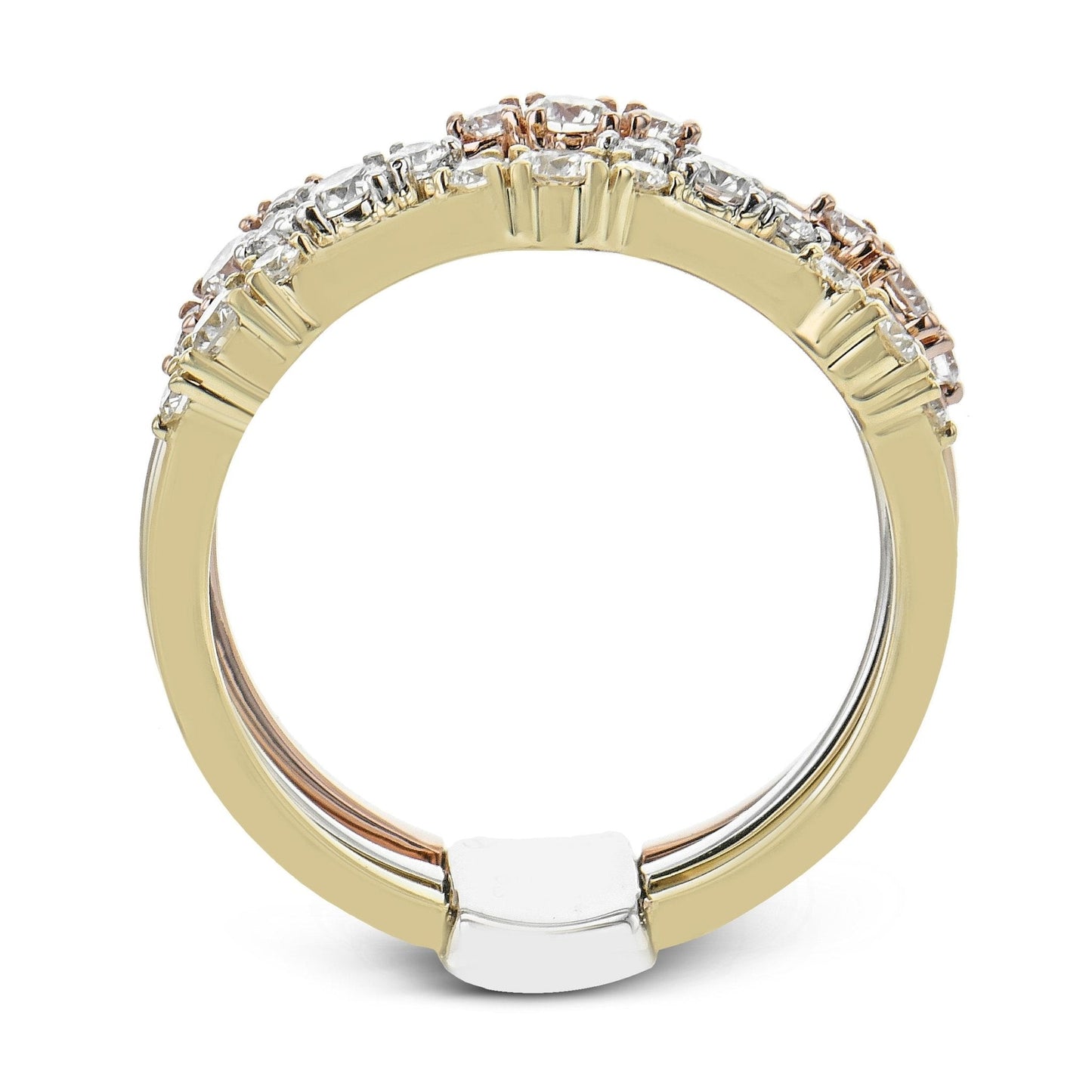 Three-tone Fashion Ring in 18k Gold with Diamonds