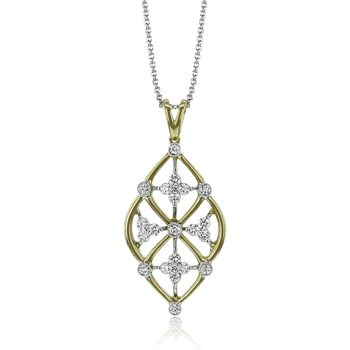 Trellis Pendant Necklace in 18k Gold with Diamonds - Simon G. Jewelry