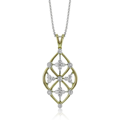 Trellis Pendant Necklace in 18k Gold with Diamonds - Simon G. Jewelry